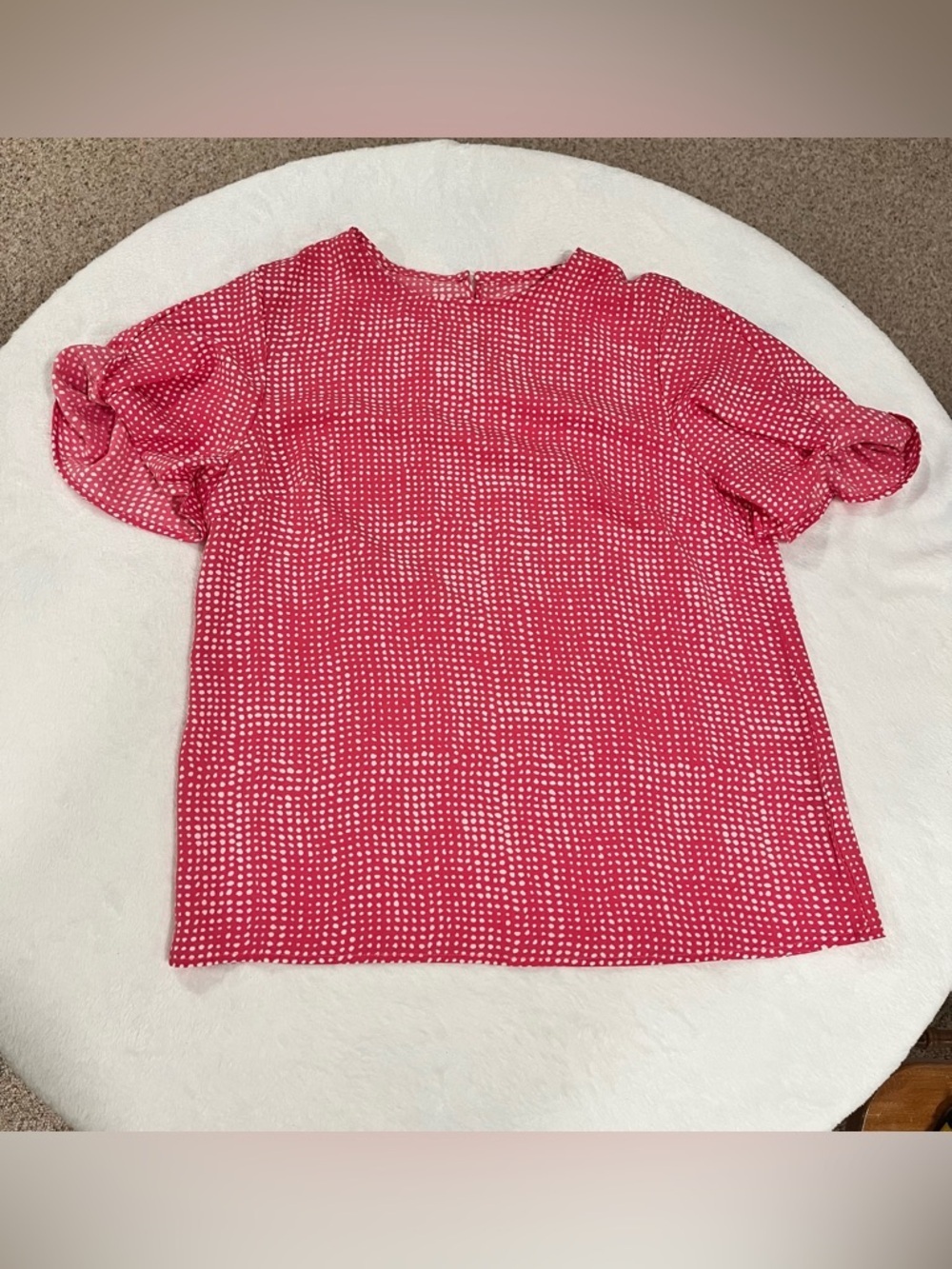 SHEIN Red Polka Dot Flutter Sleeve Blouse-Medium